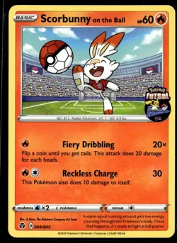 Scorbunny On The Ball 004/005 Futsal Soccer Promo English Pokemon Card (MP) - Image 1