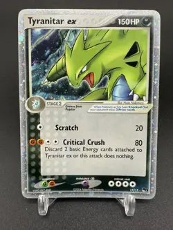 Pokemon TCG Tyranitar EX 17/17 Pop Series 1 Cosmos Holo Ultra Rare Card MP-HP - Image 1