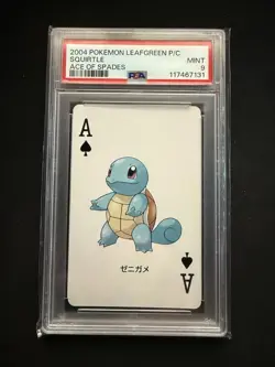 1996 POKEMON GREEN VERSION PLAYING CARDS ACE OF SPADES #007 SQUIRTLE PSA 9 - Image 1