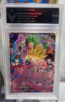 Dragon Ball Super Card DBS The Radiant Saiyans BT15-154 SCR Beckett tcg 9.5 - Image 1