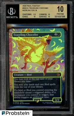 2025 MTG Final Fantasy #0551a Traveling Chocobo Neon Ink Foil Yellow BGS 10 - Image 1
