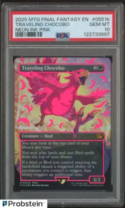 2025 MTG Final Fantasy EN Neon Ink Pink #0551b Traveling Chocobo PSA 10 GEM MINT - Image 1