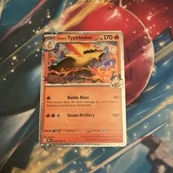 NM+ Ethan's Typhlosion 034/182 Pre Release STAMPED Promo Destined Rivals Pokemon - Image 1