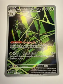 Pokemon TCG Destined Rivals Team Rockets Spidops Illustration Rare Card 187/182 - Image 1