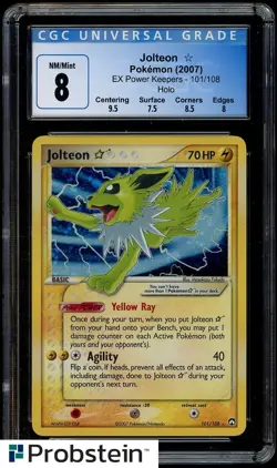 2007 Pokemon Ex Power Keepers #101/108 Jolteon Gold Star Holo CGC 8 NM-MT - Image 1