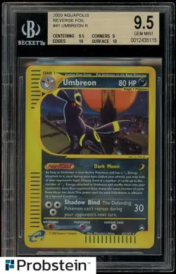 2003 Pokemon Aquapolis Reverse Foil #41 Umbreon R BGS 9.5 GEM MINT - Image 1