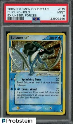 2005 Pokemon Gold Star EX Unseen Forces #115 Suicune Holo PSA 9 MINT - Image 1