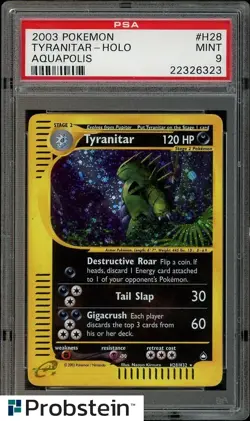 2003 Pokemon Aquapolis #H28 Tyranitar Holo PSA 9 MINT - Image 1