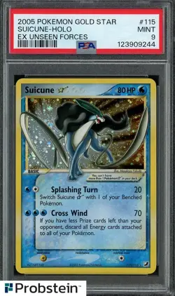 2005 Pokemon Gold Star EX Unseen Forces #115 Suicune Holo PSA 9 MINT - Image 1