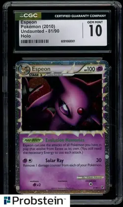 2010 Pokemon Undaunted #81/90 Espeon Holo CGC 10 GEM MINT - Image 1