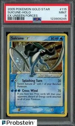 2005 Pokemon Gold Star EX Unseen Forces #115 Suicune Holo PSA 9 MINT - Image 1
