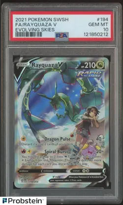 2021 Pokemon SWSH Evolving Skies #194 Rayquaza V FA PSA 10 GEM MINT - Image 1