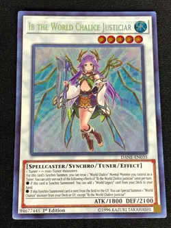 YUGIOH IB THE WORLD CHALICE JUSTICIAR DANE-EN035 1ST SECRET (LP) - Image 1