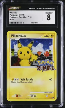 CGC 8 Pikachu 2009 Rumble 7/16 Holo Pokemon Card - Image 1