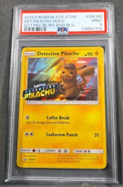 POKEMON CARD DETECTIVE PIKACHU 190 BLACK STAR PROMO #190 GRADED PSA 9 MINT DVD - Image 1