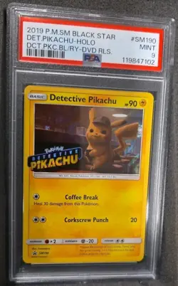 POKEMON CARD DETECTIVE PIKACHU 190 BLACK STAR PROMO #190 GRADED PSA 9 MINT DVD - Image 2
