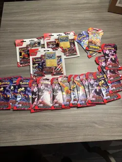 Pokemon Destined Rivals 3 Blister Packs, 15 Booster Packs, 2 Surging Sparks Pack - Image 1