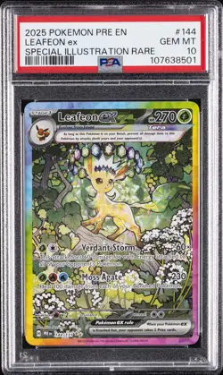 2025 POKEMON PRE EN-PRISMATIC EVOLUTIONS #144 LEAFEON EX PSA 10 - Image 1