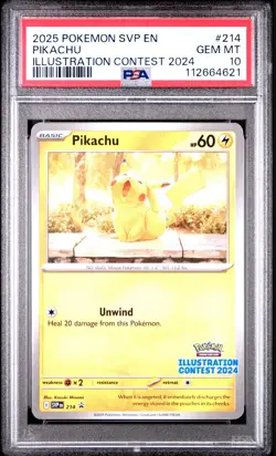 2025 Pokemon SVP EN PIKACHU #214 Illustration Contest 2024 PSA 10 - Image 1