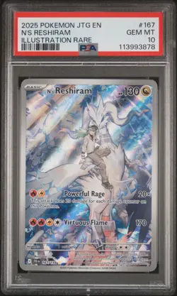2025 POKEMON JTG EN-JOURNEY TOGETHER ILLUSTRATION RARE #167 N'S RESHIRAM PSA 10 - Image 1