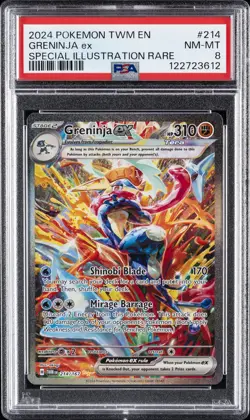 2024 POKEMON TWM EN-TWILIGHT MASQUERADE #214 GRENINJA EX PSA 8 - Image 1