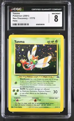 CGC 8 Yanma 2001 Neo Discovery 17/75 Holo Pokemon Card - Image 1