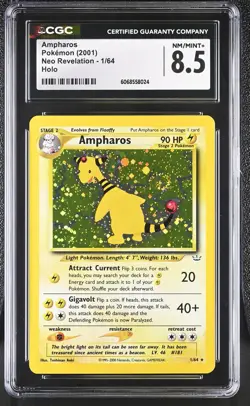 CGC 8.5 Ampharos 2001 Neo Revelation 1/64 Holo Pokemon Card - Image 1