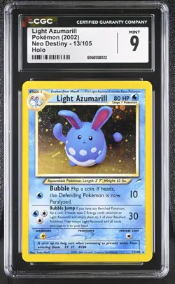 CGC 9 MINT Light Azumarill 2002 Neo Destiny 13/105 Holo Pokemon Card - Image 1