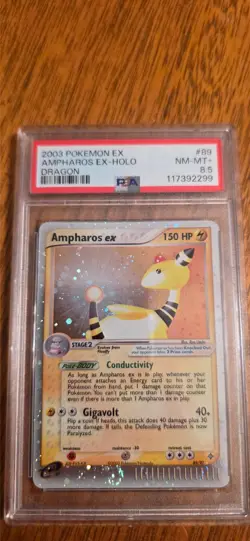 PSA 8.5 NM+ Pokemon Ampharos EX Dragon Holo Rare TCG Card 89/97 - Image 1