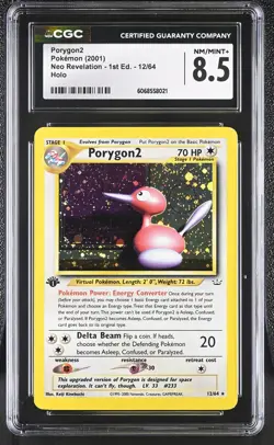 CGC 8.5 Porygon2 2001 Neo Revelation 1st Edition 12/64 Holo Pokemon Card - Image 1