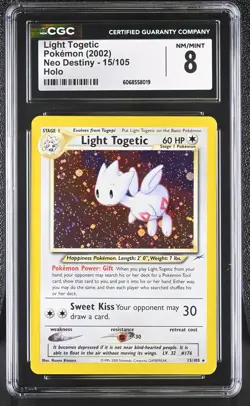 CGC 8 Light Togetic 2002 Neo Destiny 15/105 Holo SWIRL Pokemon Card - Image 1