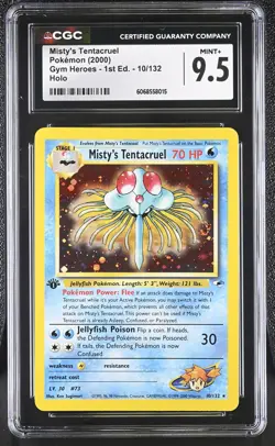 CGC 9.5 MINT+ Misty's Tentacruel Gym Heroes 1st Edition 10/132 Holo Pokemon Card - Image 1
