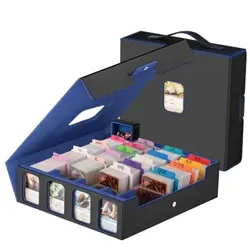 3200+ Trading Card Storage Box with Commander Display, 4-Row TCG Black & Blue - Image 1