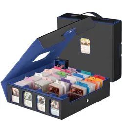 3200+ Trading Card Storage Box with Commander Display, 4-Row TCG Black & Blue - Image 2