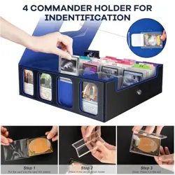 3200+ Trading Card Storage Box with Commander Display, 4-Row TCG Black & Blue - Image 5