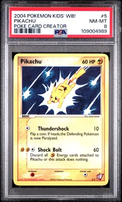 2004 POKEMON KIDS' WB! POKE CARD CREATOR #5 PIKACHU PSA 8 - Image 1