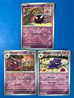 Gastly Haunter Gengar Pokemon 151 Card Lot - X3 Reverse Holos Evolved - Image 1