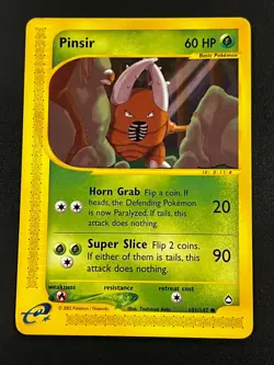 Pinsir 101/147 - Aquapolis Vintage Pokemon TCG Card MP e-Reader - Image 1