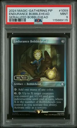 2024 MTG FALLOUT SERIALIZED BOBBLEHEAD #1059 ENDURANCE BOBBLEHEAD 182/500 PSA 9 - Image 1