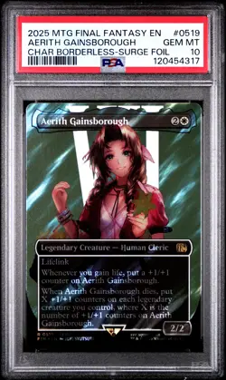 2025 MTG FINAL FANTASY SURGE FOIL #0519 AERITH GAINSBOROUGH PSA 10 - Image 1