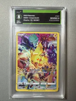 2023 Pokemon SWSH Crown Zenith Pikachu Full Art Secret 160/159 Degree Graded 8 - Image 1