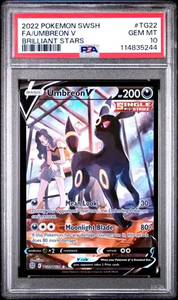 2022 POKEMON SWORD & SHIELD BRILLIANT STARS #TG22 FULL ART/UMBREON V PSA 10 - Image 1