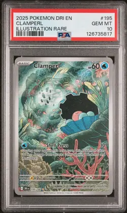 2025 POKEMON DRI EN-DESTINED RIVALS 195 CLAMPERL ILLUSTRATION RARE PSA 10 - Image 1