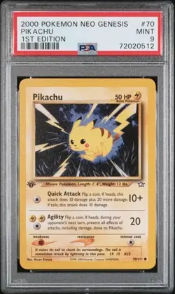 2000 Pokemon Neo Genesis Pikachu 1st Edition #70/111 PSA 9 - Image 1