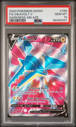 2020 POKEMON SWORD & SHIELD DARKNESS ABLAZE #180 FULL ART/VIKAVOLT V PSA 10 - Image 1