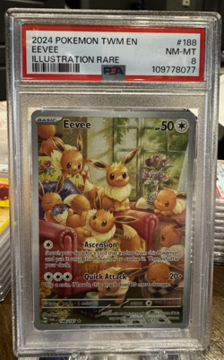 #188 Eevee - 2024 Pokemon TWM EN Illustration Rare - PSA 8 - Image 1
