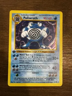 13/102 Poliwrath 1st Edition Shadowless Base Set 1999 Holo Rare WOTC Pokemon - Image 1