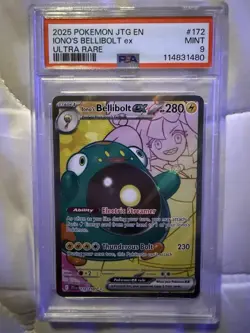 2025 POKEMON JTG EN-ULTRA RARE #172 IONO'S BELLIBOLT EX PSA 9 - Image 1