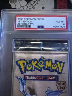 Pokemon Fossil 1st Edition Aerodactyl Art Authentic Sealed Booster Pack PSA 8 - Image 2