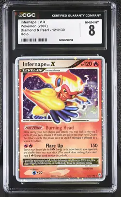 CGC 8 Infernape LV.X 2007 Diamond & Pearl 121/130 Holo Pokemon Card - Image 1